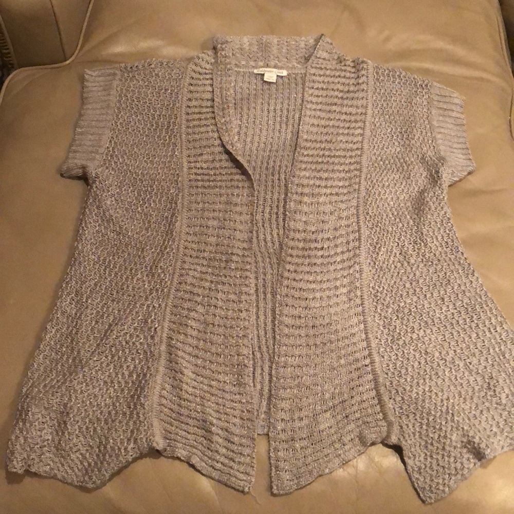 COLDWATERCREEK Gray Linen/Rayon Cardigan